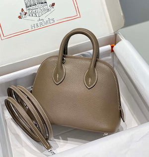 Hermes 316419 Bolide 1923 Mini Leather Bag H900974 - Sliver - View 2