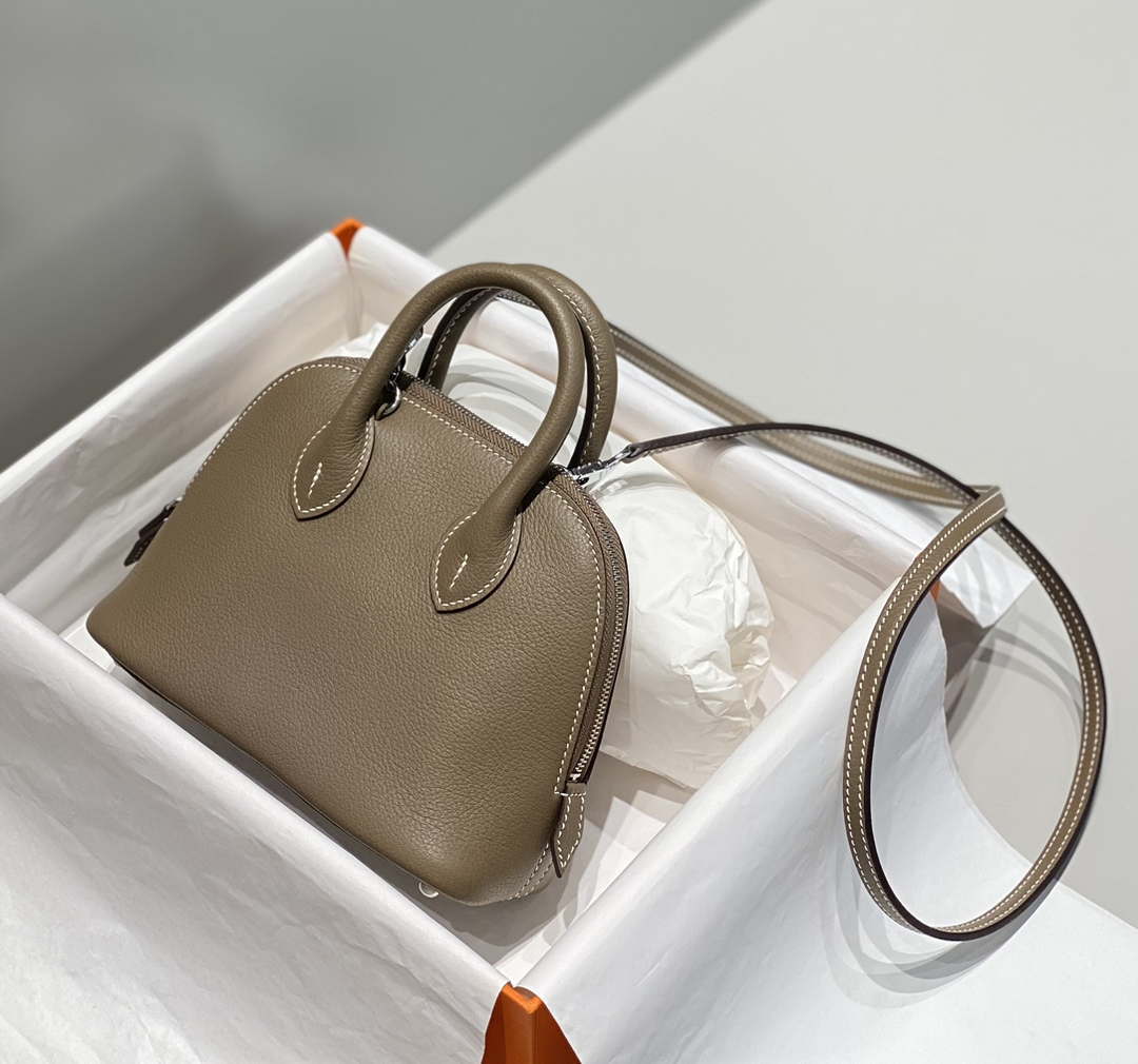 Hermes 316419 Bolide 1923 Mini Leather Bag H900974 - Sliver - View 3