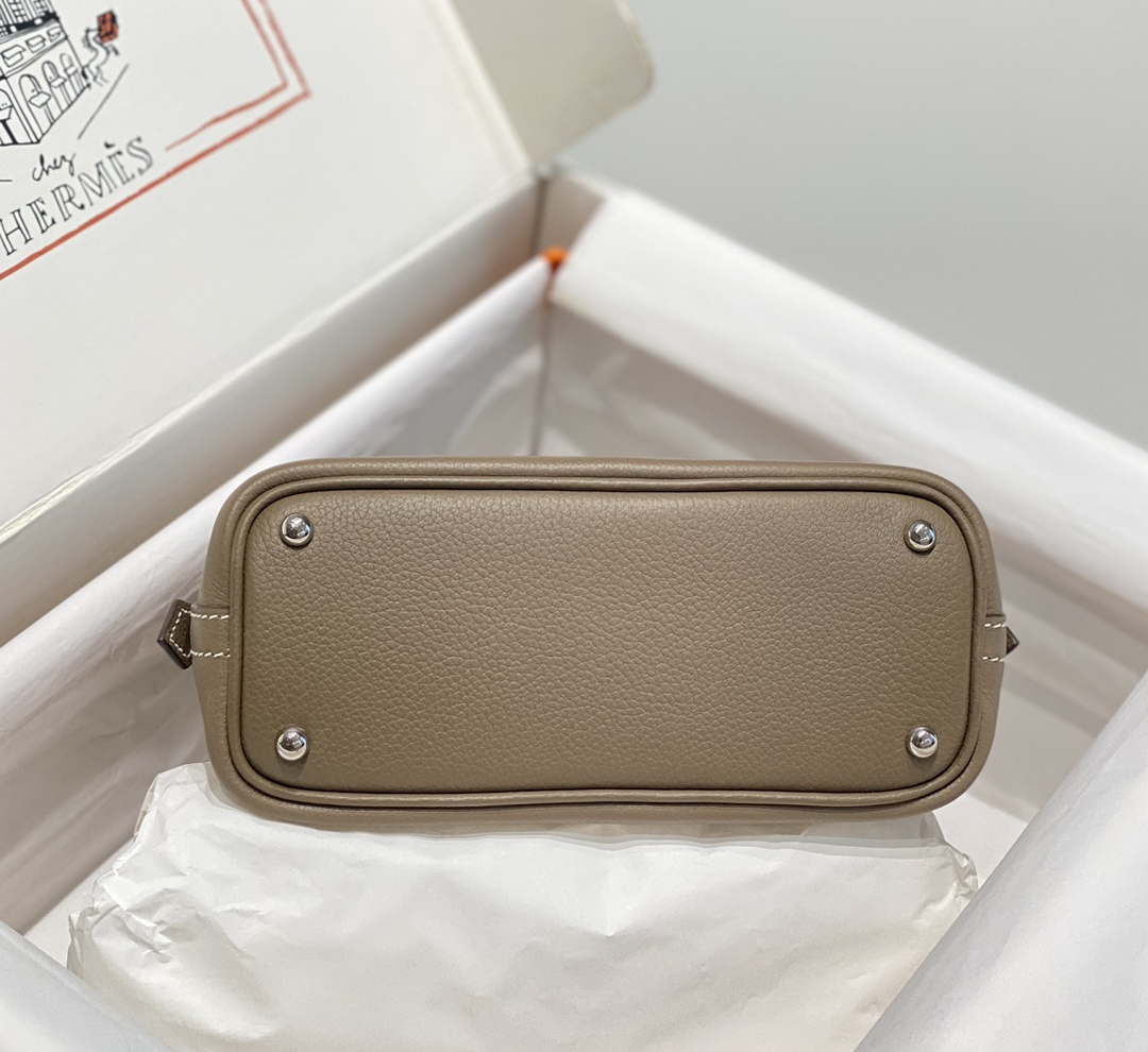 Hermes 316419 Bolide 1923 Mini Leather Bag H900974 - Sliver - View 4