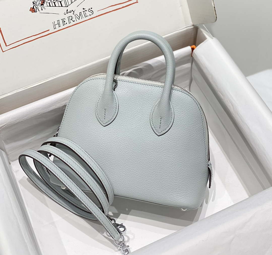 Hermes 316419 Bolide 1923 Mini Leather Bag Holy Grail Blue H900968 - Default Title - View 2