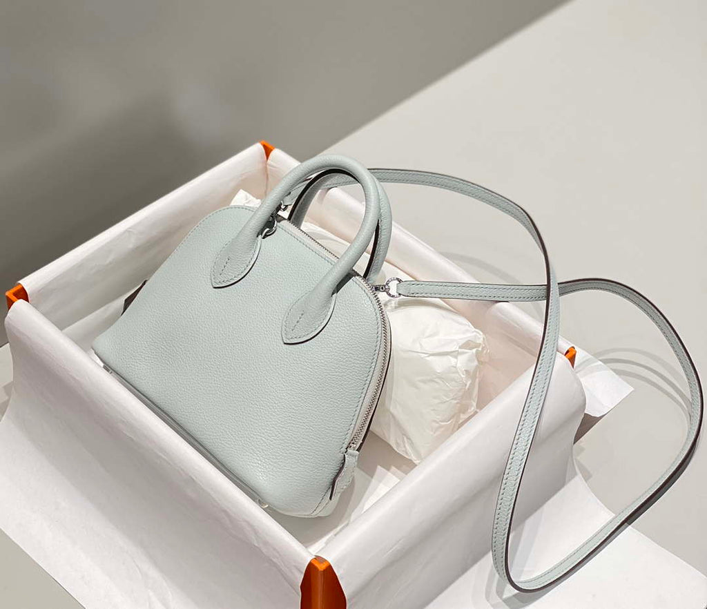 Hermes 316419 Bolide 1923 Mini Leather Bag Holy Grail Blue H900968