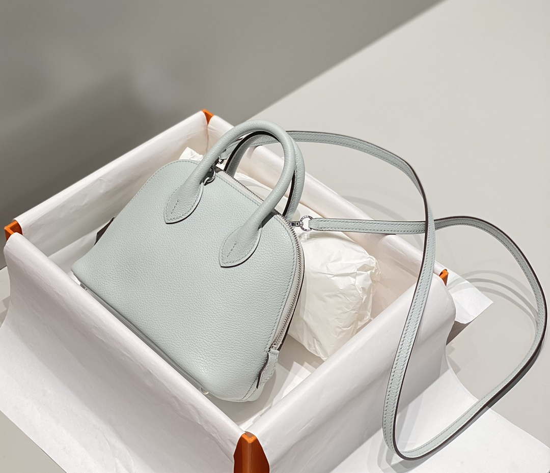 Hermes 316419 Bolide 1923 Mini Leather Bag Holy Grail Blue H900968 - Default Title - View 3