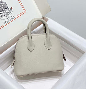 Hermes 316419 Bolide 1923 Mini Leather Bag pearl Gray H900967 - Default Title - View 1