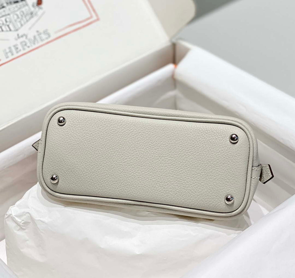 Hermes 316419 Bolide 1923 Mini Leather Bag pearl Gray H900967