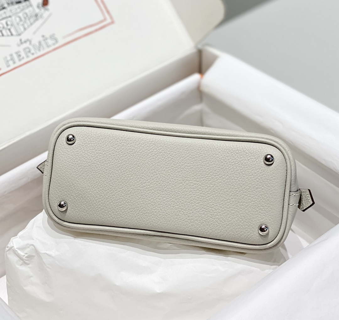 Hermes 316419 Bolide 1923 Mini Leather Bag pearl Gray H900967