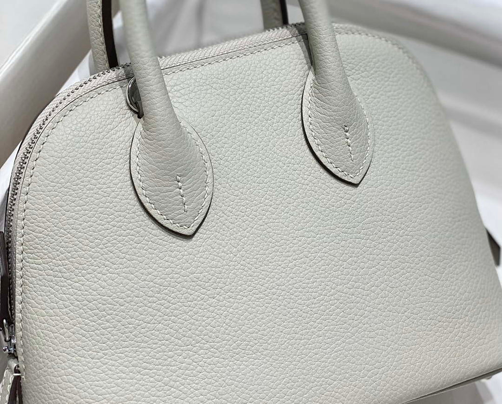 Hermes 316419 Bolide 1923 Mini Leather Bag pearl Gray H900967
