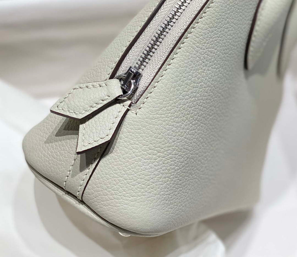 Hermes 316419 Bolide 1923 Mini Leather Bag pearl Gray H900967