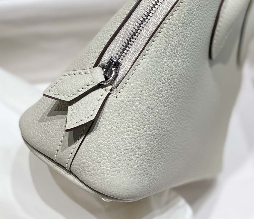 Hermes 316419 Bolide 1923 Mini Leather Bag pearl Gray H900967