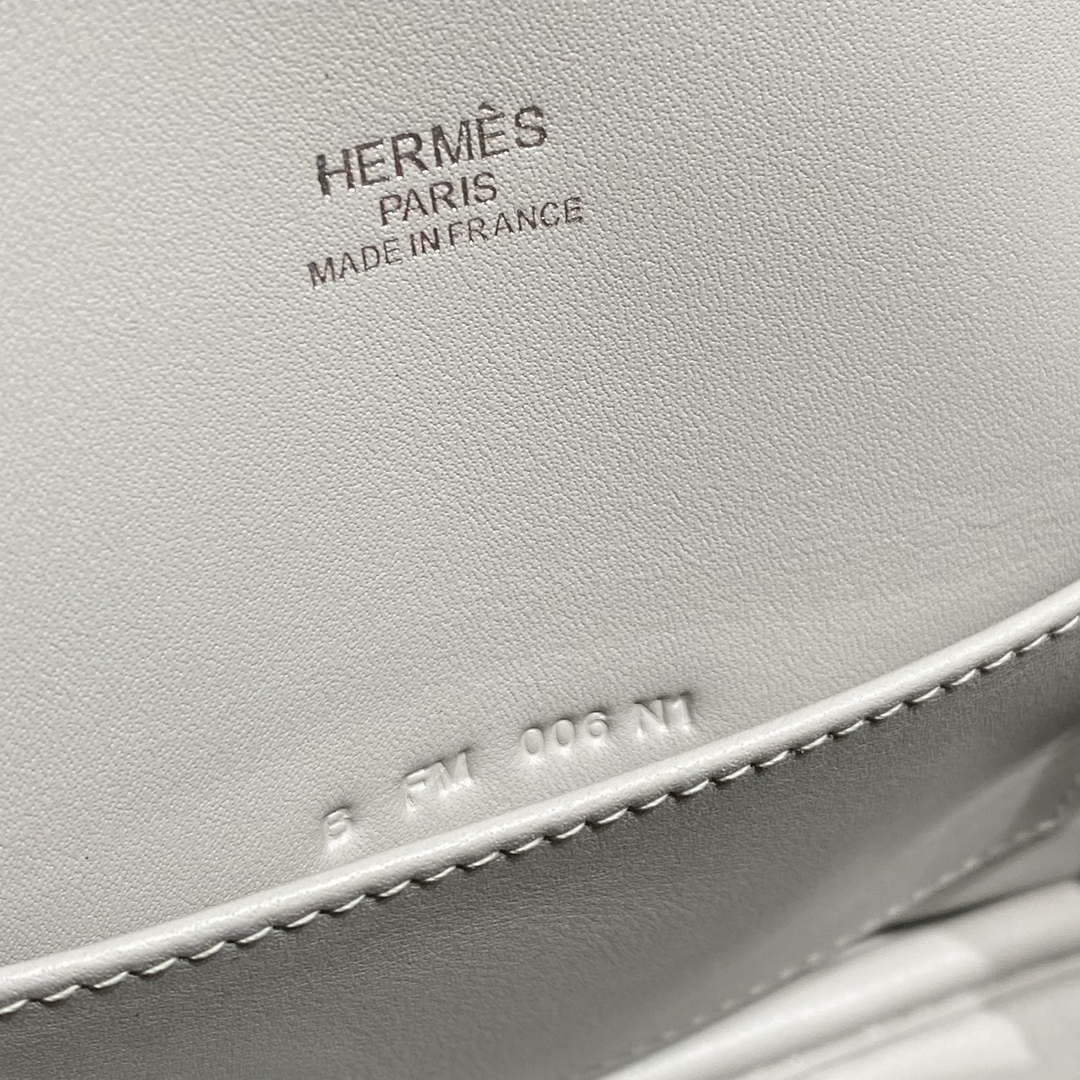 Hermes 316419 Bolide 1923 Mini Leather Bag pearl Gray H900967