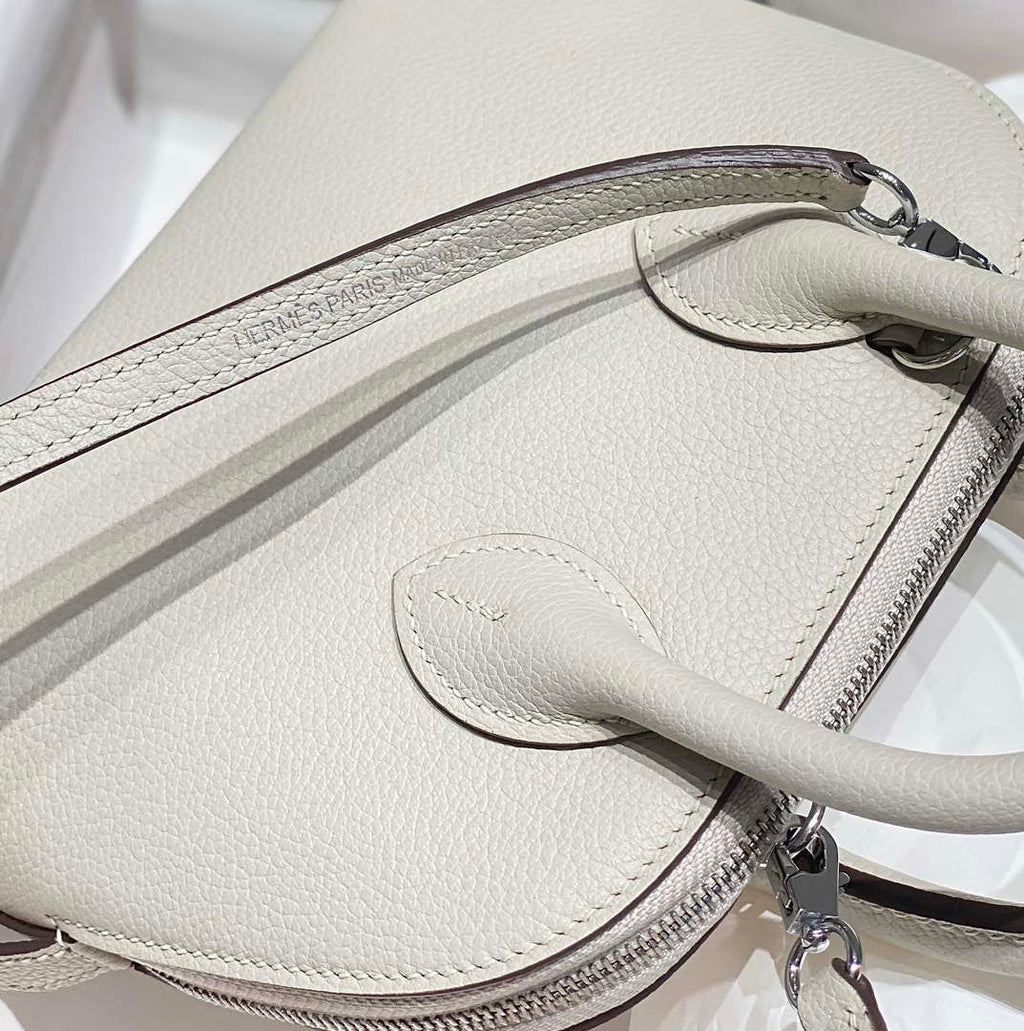 Hermes 316419 Bolide 1923 Mini Leather Bag pearl Gray H900967