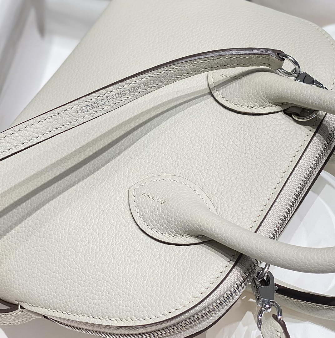 Hermes 316419 Bolide 1923 Mini Leather Bag pearl Gray H900967