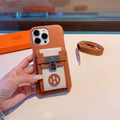 Hermes Apple Iphone Leather Premium Deluxe Phone Case H66324 - iPhone15pro max £¨6.7£© - View 1