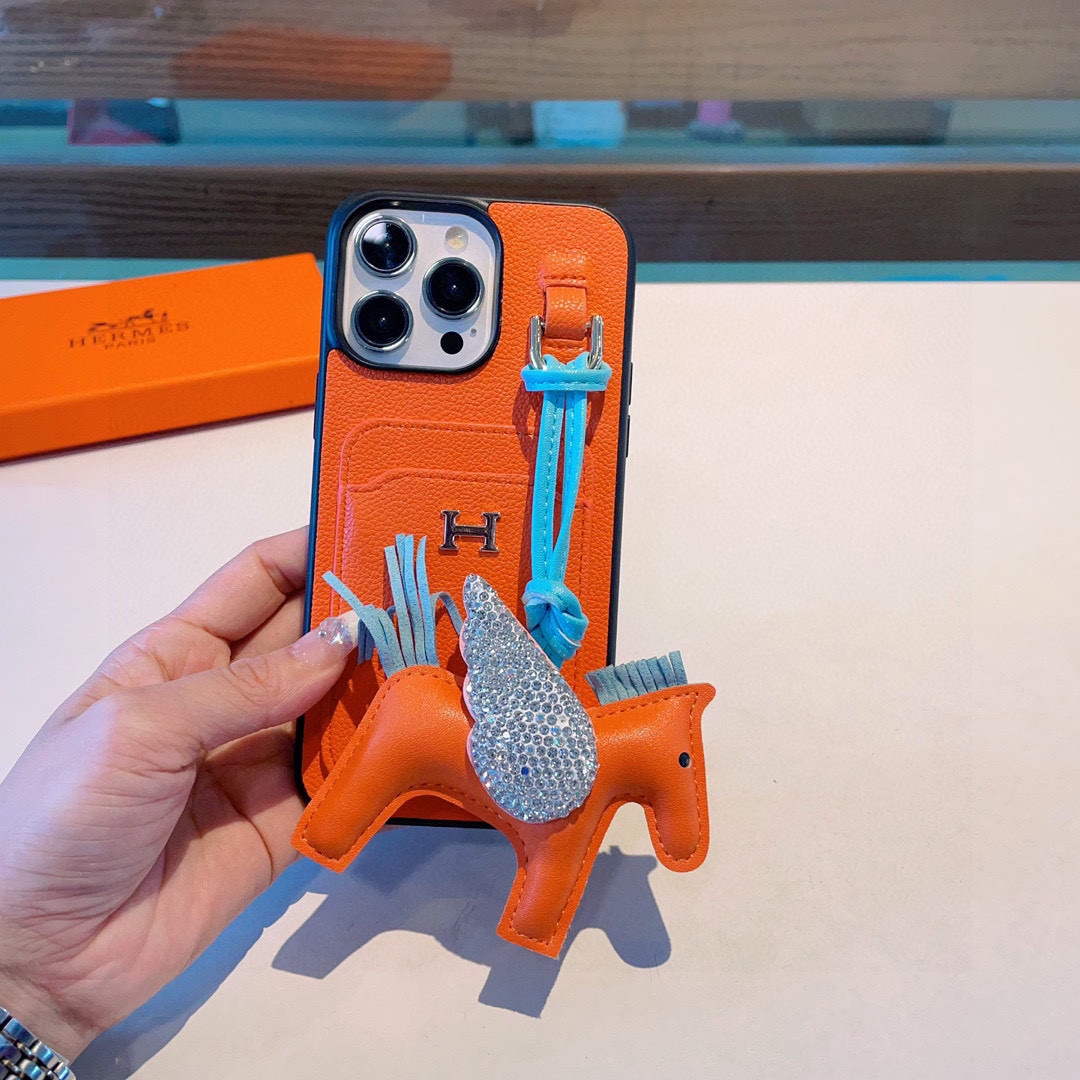 Hermes Apple Iphone Leather Premium Deluxe Phone Case H66327 - iPhone15pro max £¨6.7£© - View 1