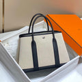 Hermes Beige Canvas and Black leather Garden Party 30cm Bag H239051 - Default Title - View 1