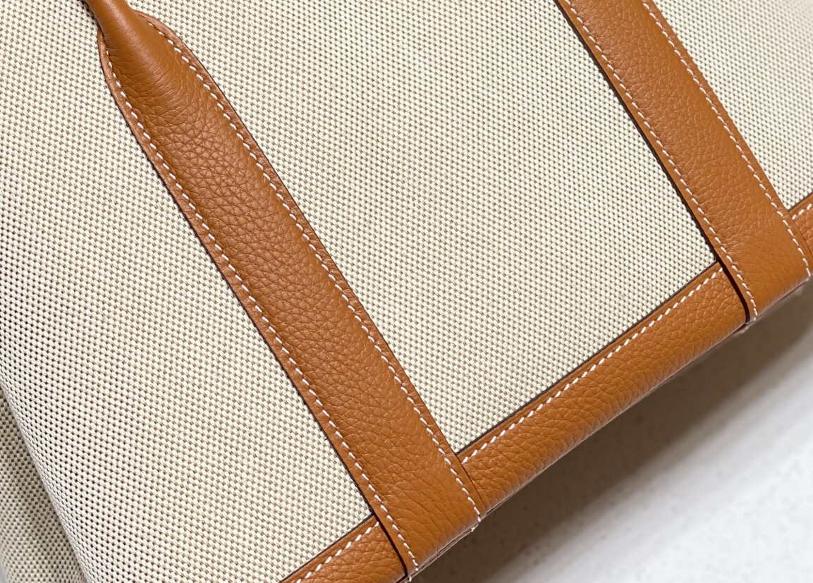 Hermes Beige Canvas and Brown leather Garden Party 30cm Bag H239052 - Default Title - View 4