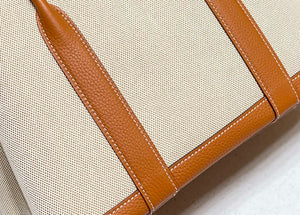 Hermes Beige Canvas and Brown leather Garden Party 30cm Bag H239052 - Default Title - View 4