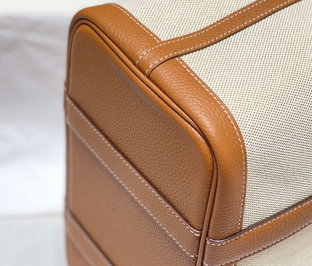 Hermes Beige Canvas and Brown leather Garden Party 30cm Bag H239052