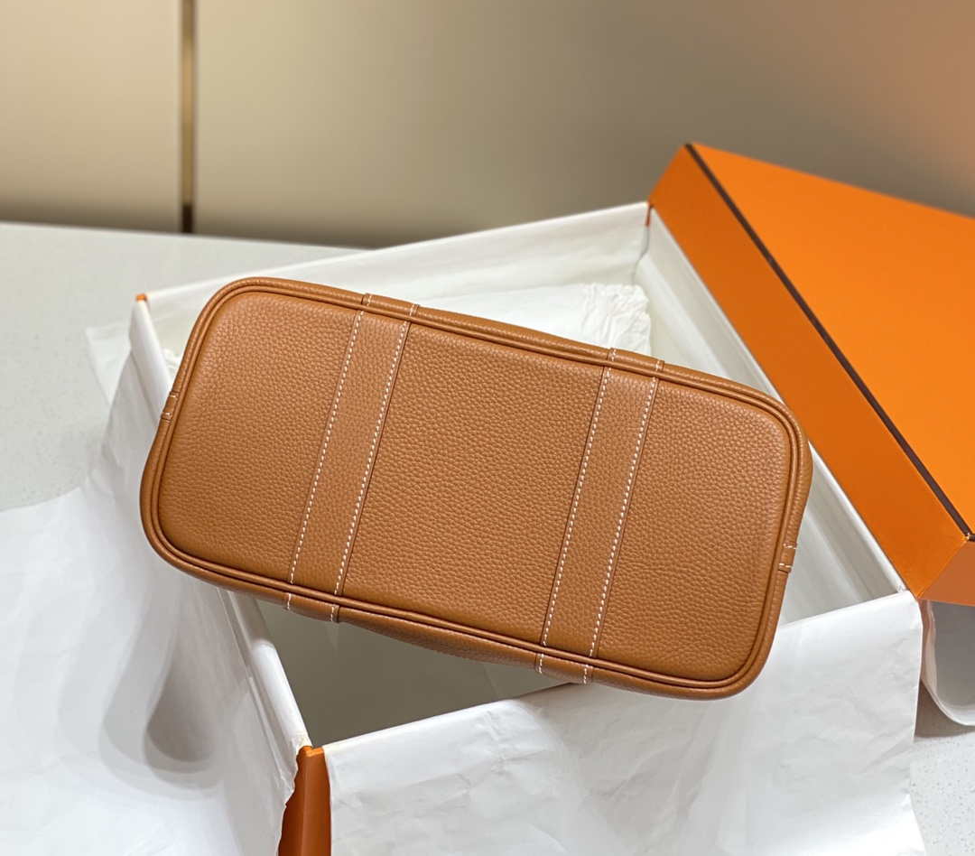Hermes Beige Canvas and Brown leather Garden Party 30cm Bag H239052 - Default Title - View 6
