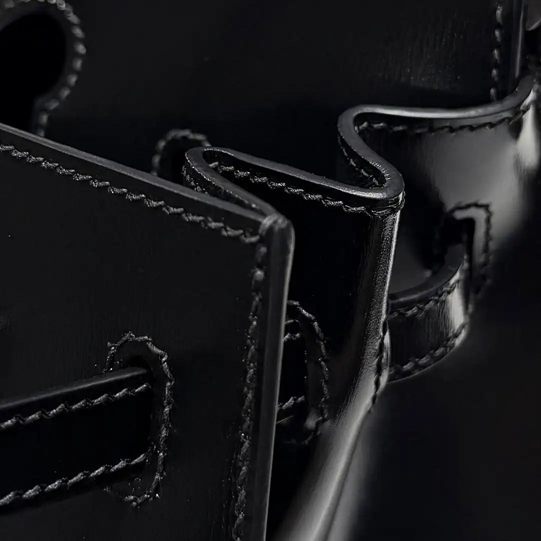 Hermes Birkin 25 Box Bag Black Silver Buckle  H92111
