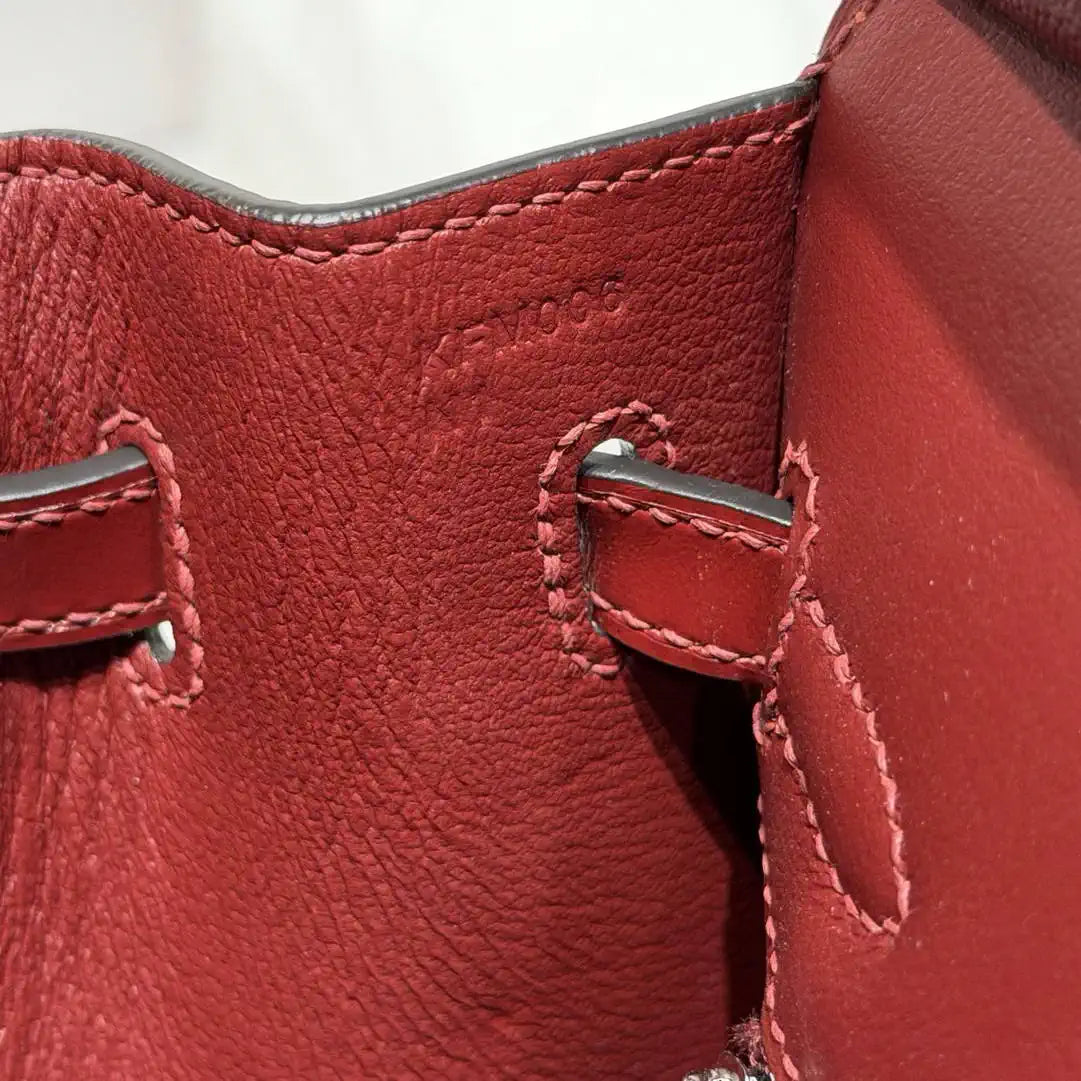 Hermes Birkin 25 Box Bag Red Silver Buckle  H92110