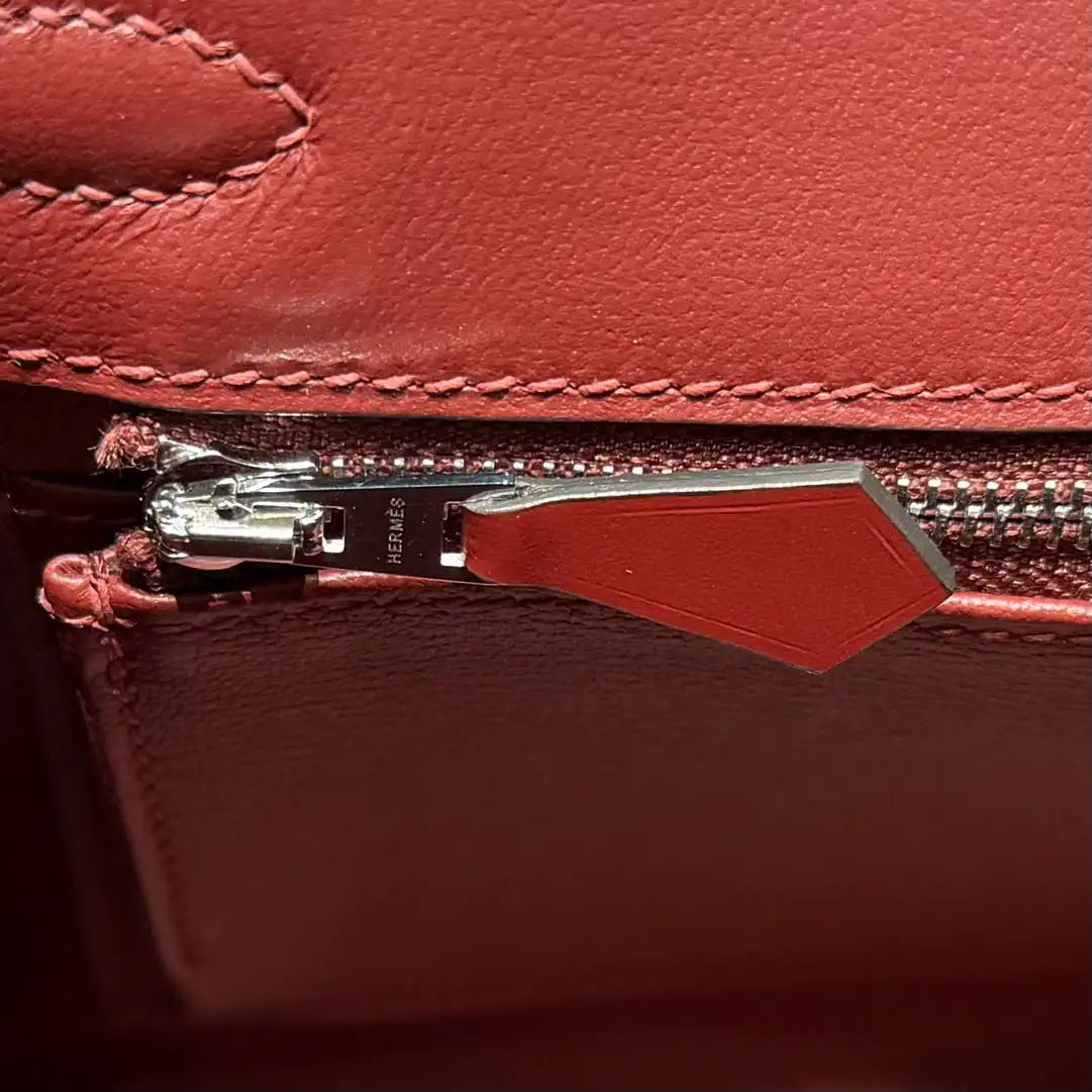 Hermes Birkin 25 Box Bag Red Silver Buckle  H92110