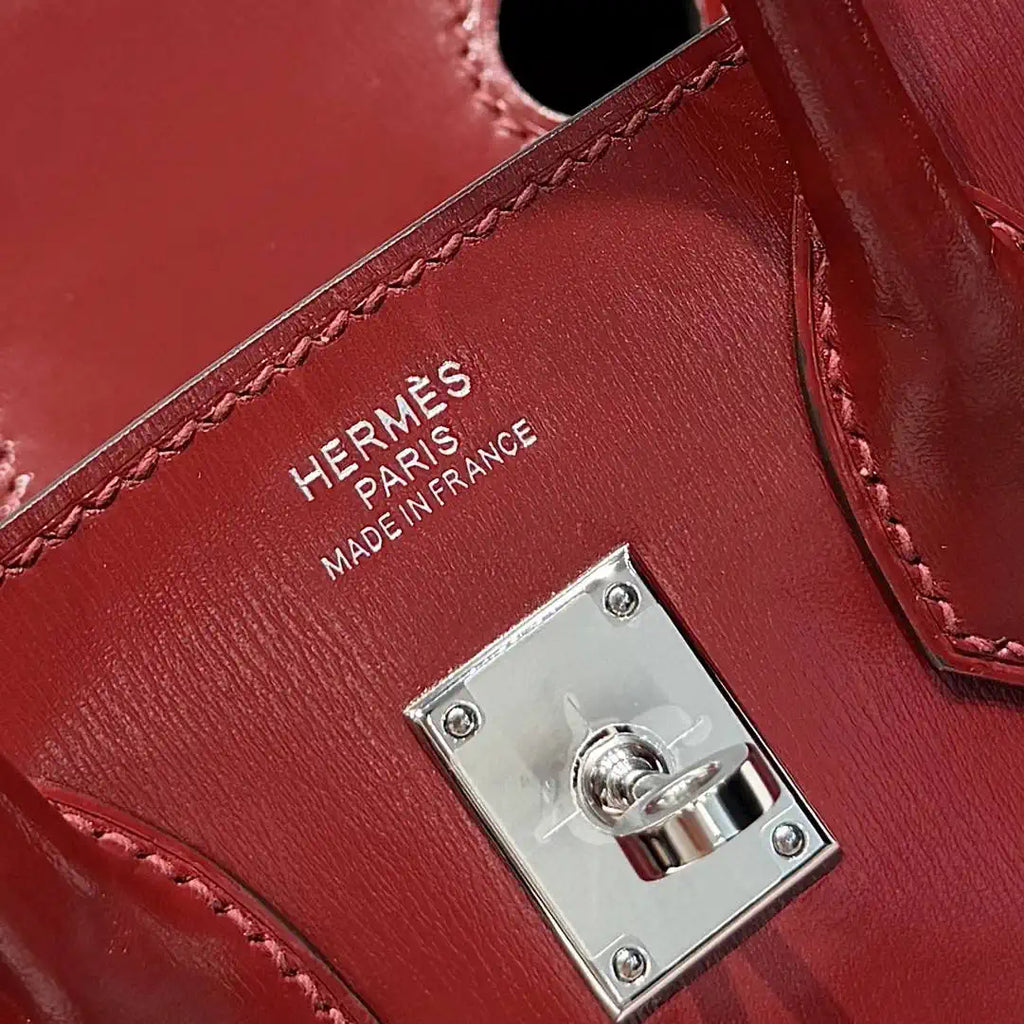 Hermes Birkin 25 Box Bag Red Silver Buckle  H92110