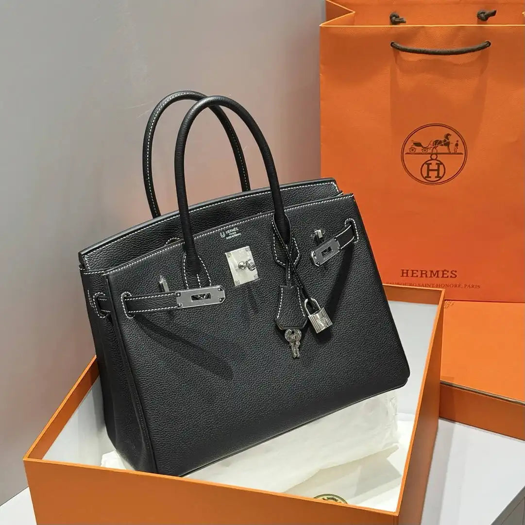 Hermes Birkin 30 Togo Leahter Bag Silver Hardware H92122