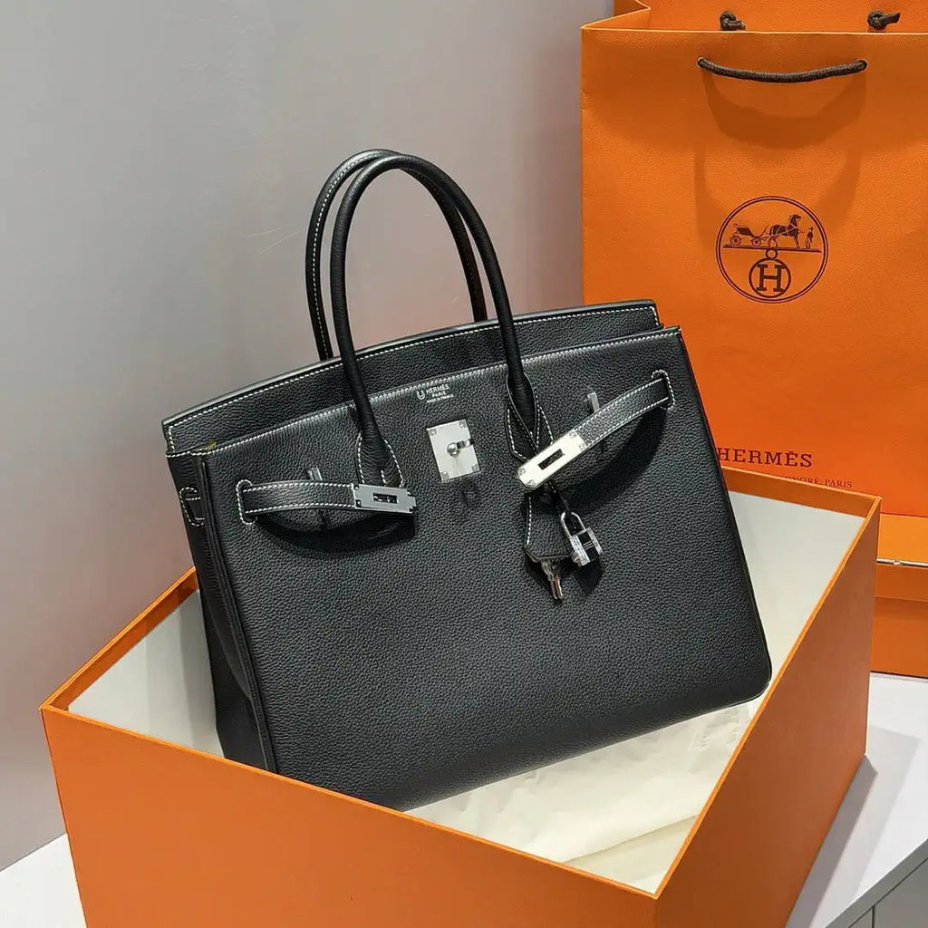 Hermes Birkin 35 Togo Leahter Bag Silver Hardware H92127