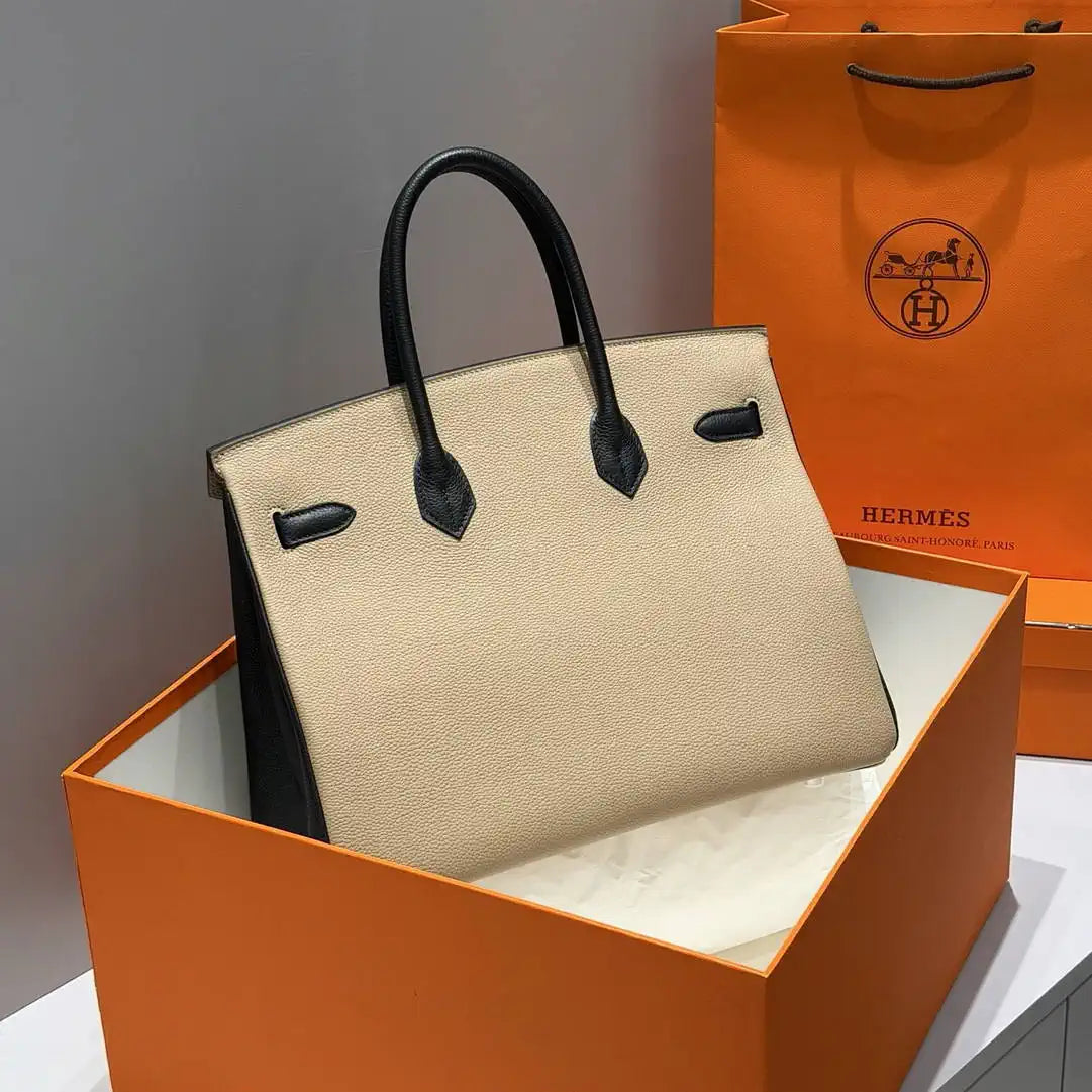 Hermes Birkin 35 Togo Leahter Bag Silver Hardware H92128