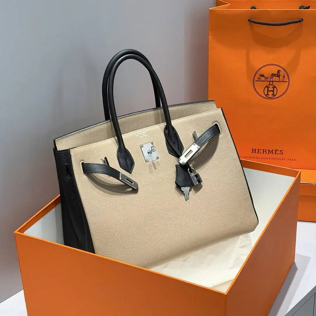 Hermes Birkin 35 Togo Leahter Bag Silver Hardware H92128