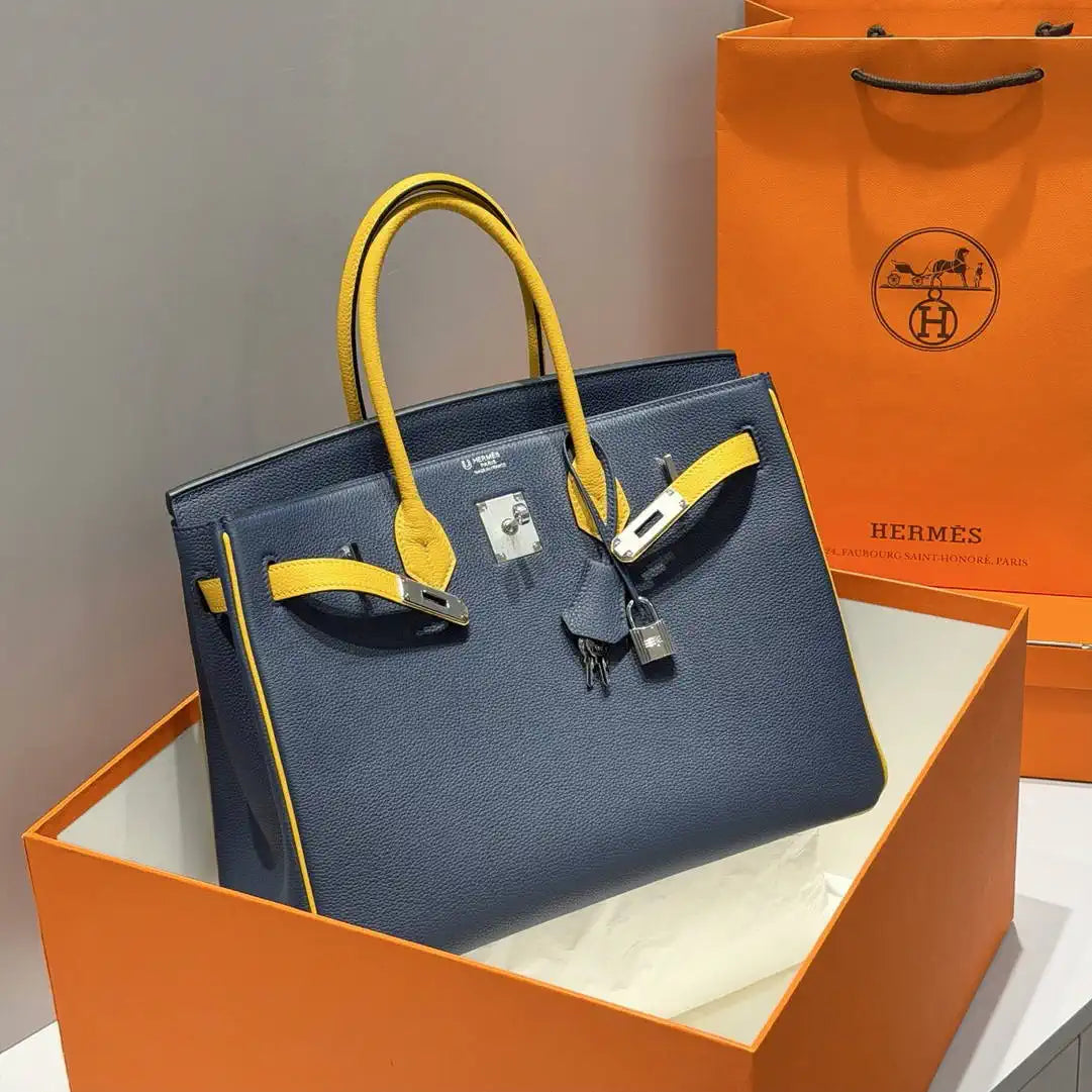 Hermes Birkin 35 Togo Leahter Bag Silver Hardware H92129