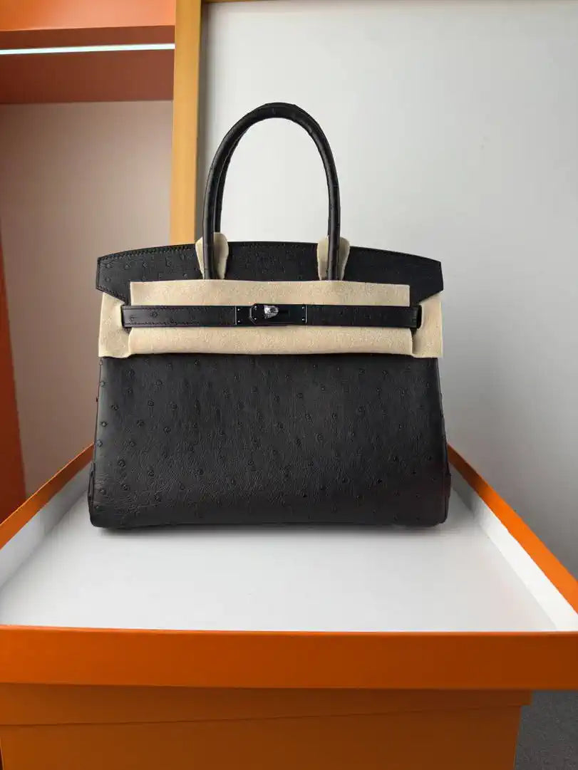 Hermes Birkin Bag Ostrich Leather 30 Fully Handmade H92081