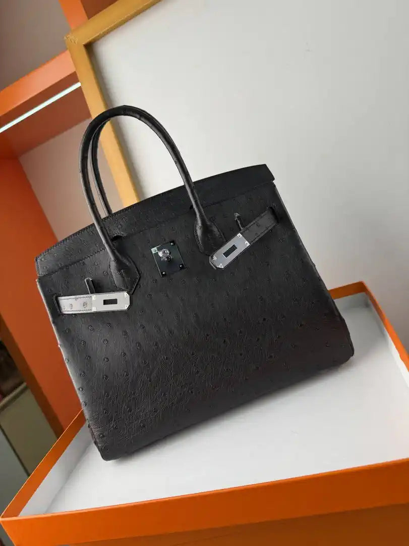 Hermes Birkin Bag Ostrich Leather 30 Fully Handmade H92081