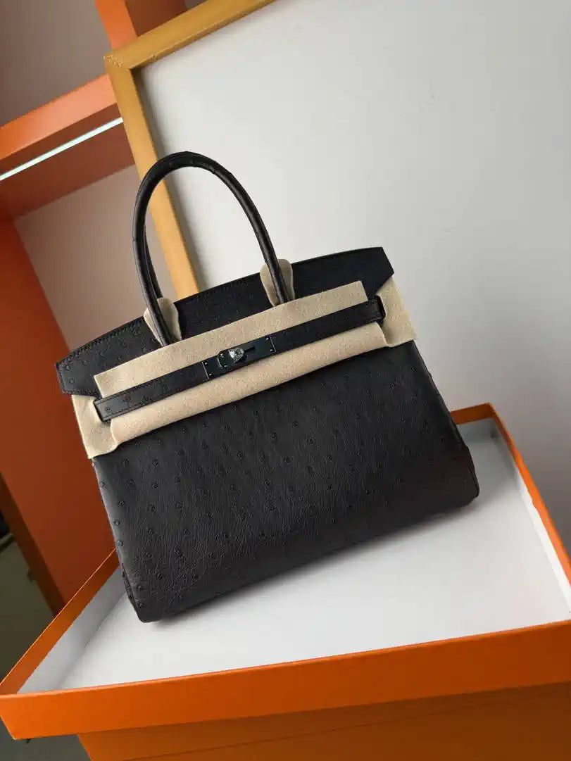 Hermes Birkin Bag Ostrich Leather 30 Fully Handmade H92081