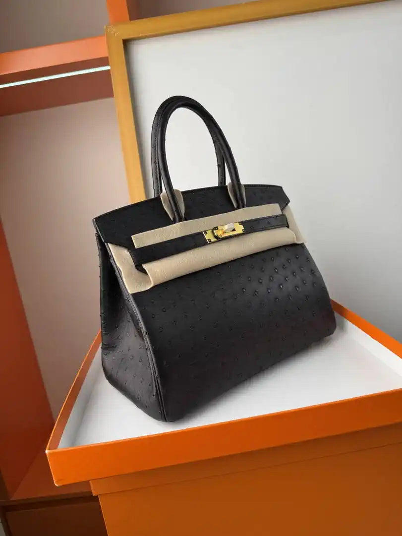 Hermes Birkin Bag Ostrich Leather 30 Fully Handmade H92082
