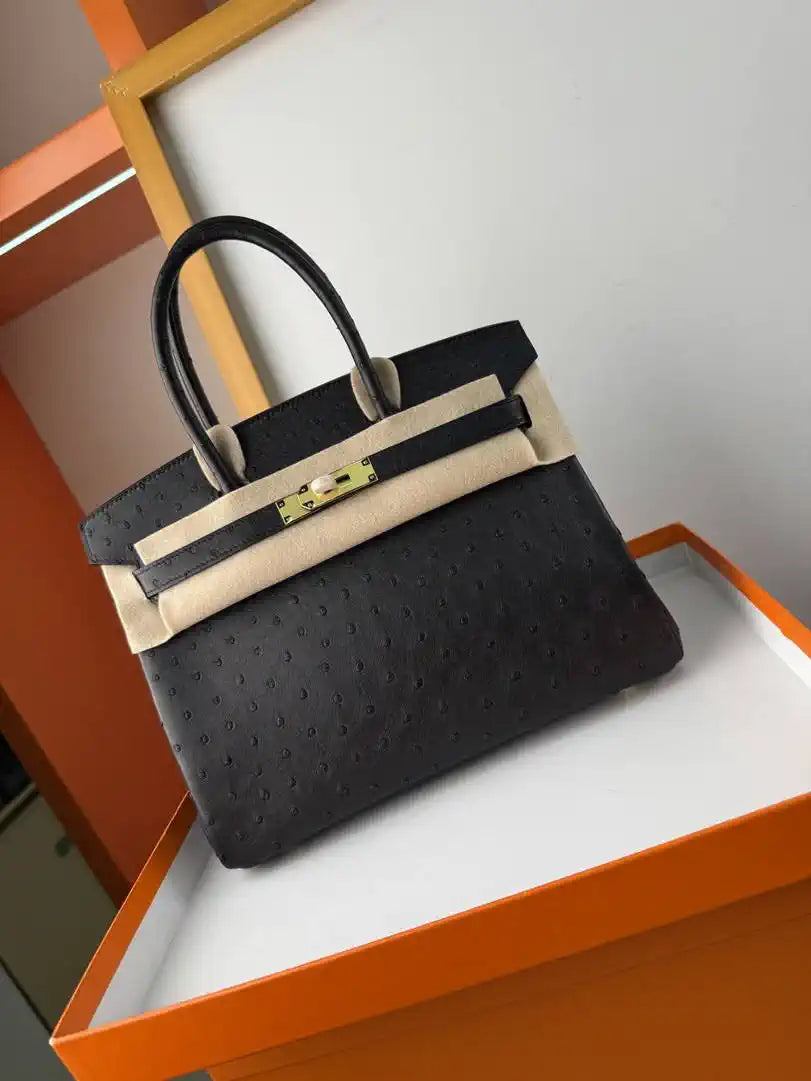 Hermes Birkin Bag Ostrich Leather 30 Fully Handmade H92082