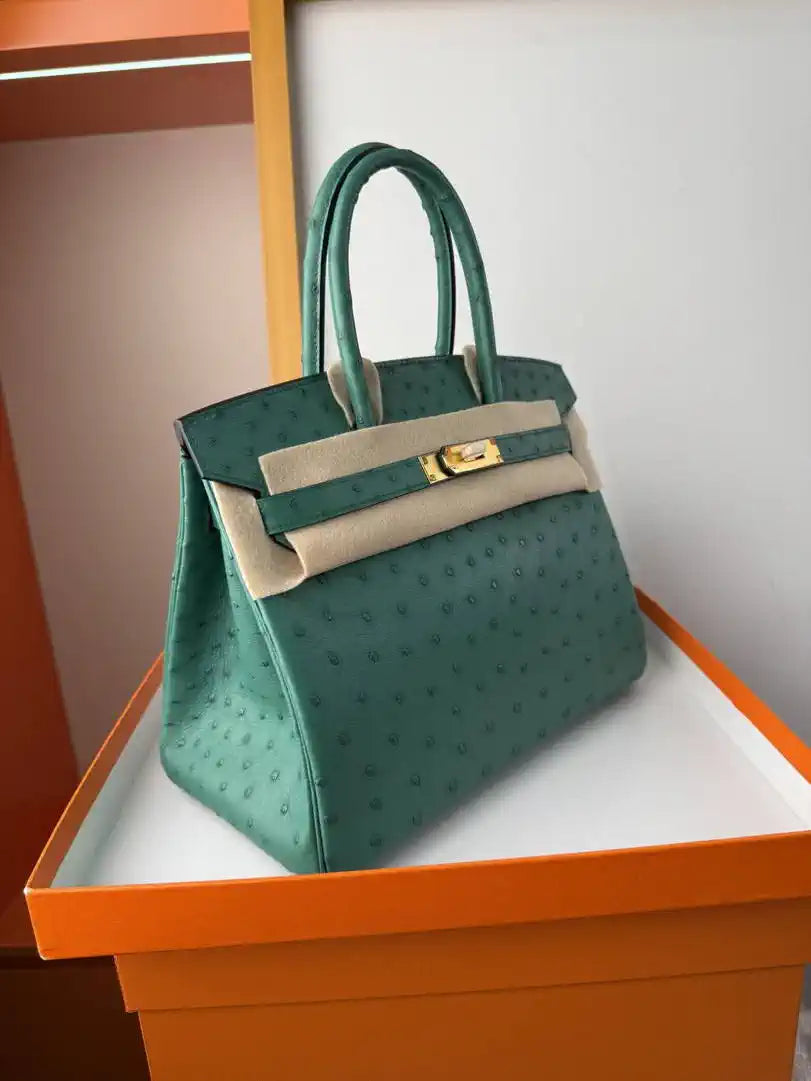 Hermes Birkin Bag Ostrich Leather 30 Fully Handmade H92083