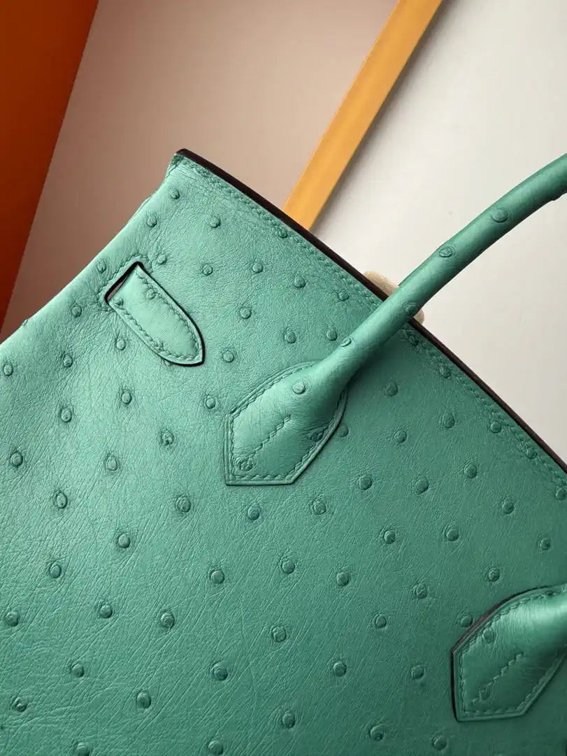Hermes Birkin Bag Ostrich Leather 30 Fully Handmade H92083