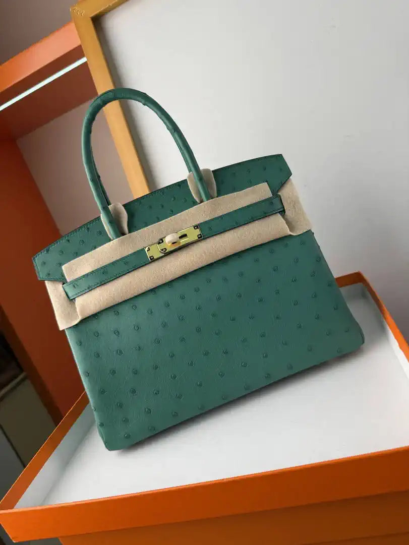 Hermes Birkin Bag Ostrich Leather 30 Fully Handmade H92083