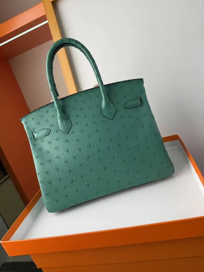 Hermes Birkin Bag Ostrich Leather 30 Fully Handmade H92083
