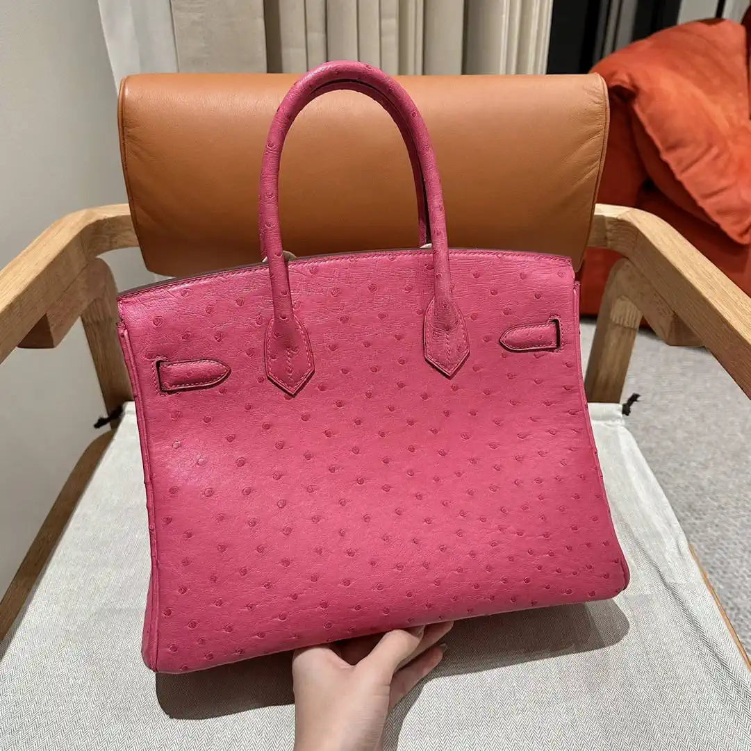 Hermes Birkin Bag Ostrich Leather 30 Fully Handmade H92084