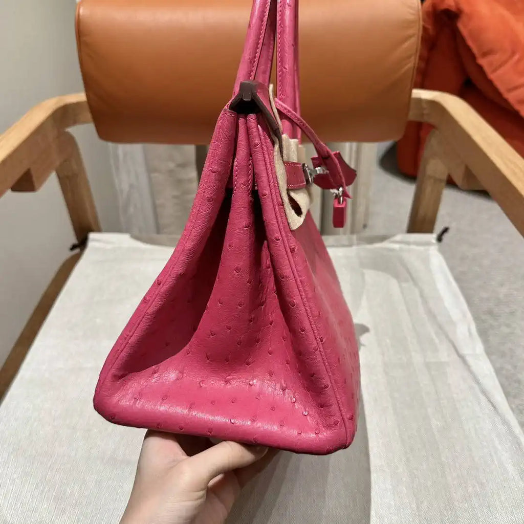 Hermes Birkin Bag Ostrich Leather 30 Fully Handmade H92084