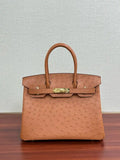 Hermes Birkin Bag Ostrich Leather 30 Fully Handmade H92088