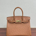 Hermes Birkin Bag Ostrich Leather 30 Fully Handmade H92089