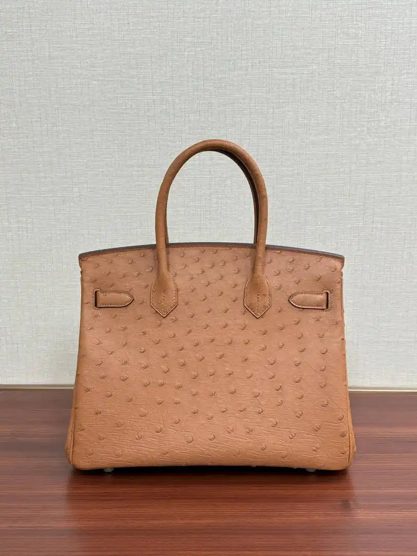 Hermes Birkin Bag Ostrich Leather 30 Fully Handmade H92089