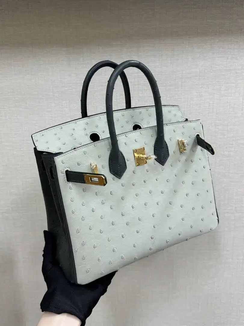 Hermes Birkin Bag Ostrich Leather 30 Fully Handmade H92090