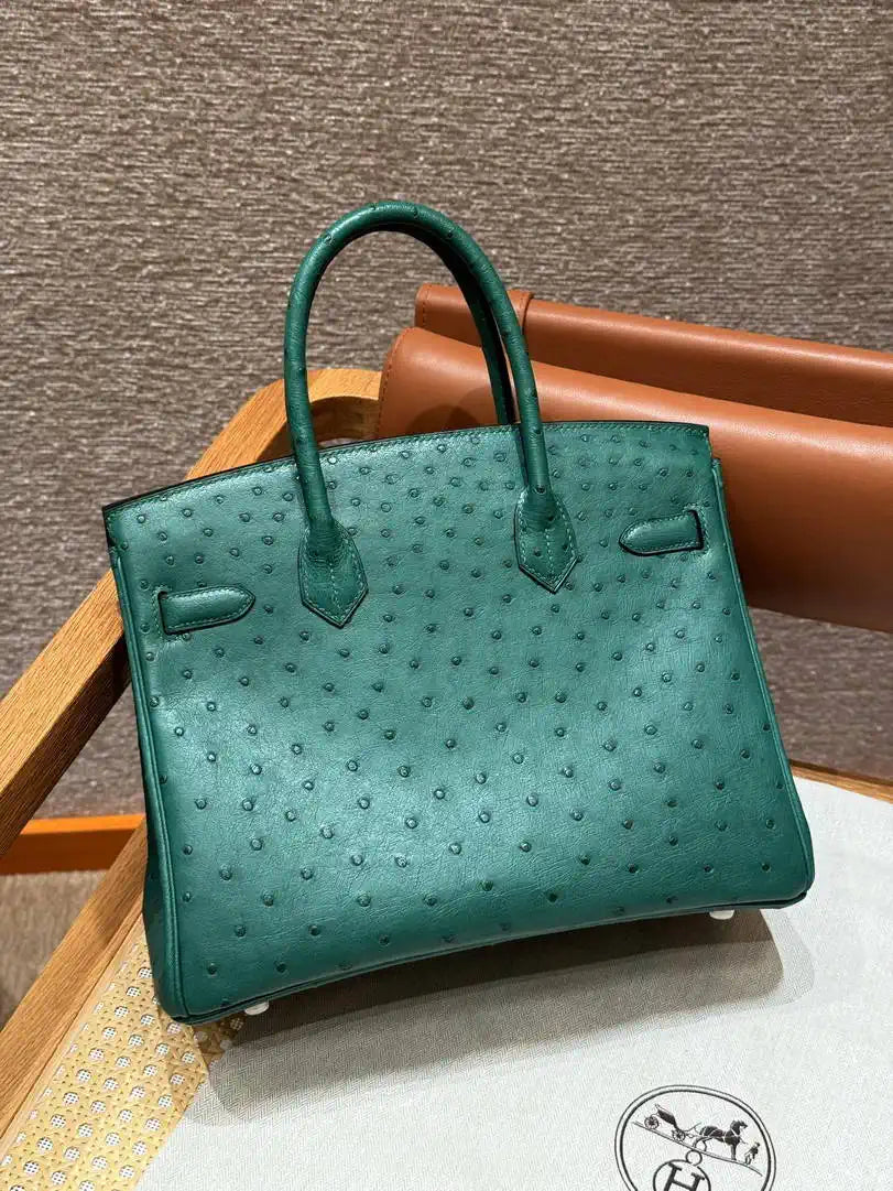Hermes Birkin Bag Ostrich Leather 30 Fully Handmade H92093