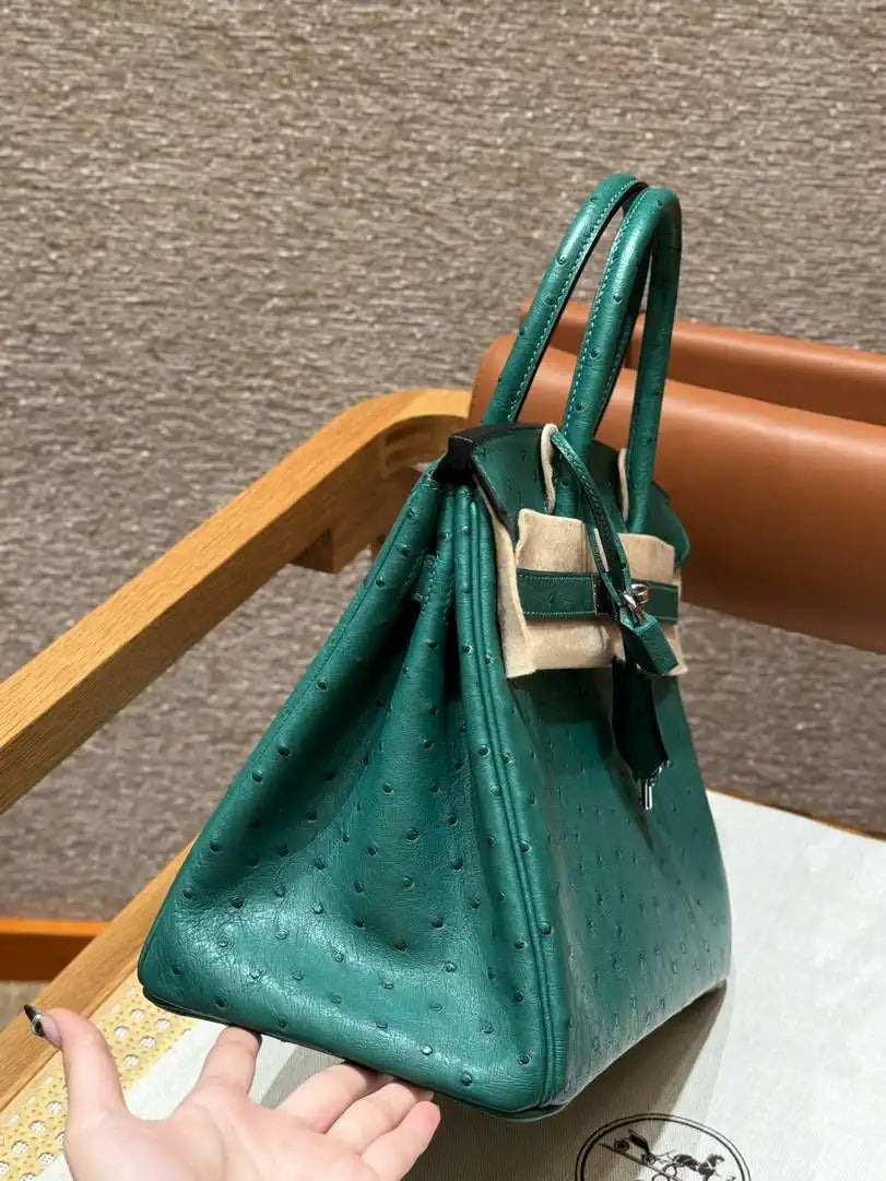 Hermes Birkin Bag Ostrich Leather 30 Fully Handmade H92093