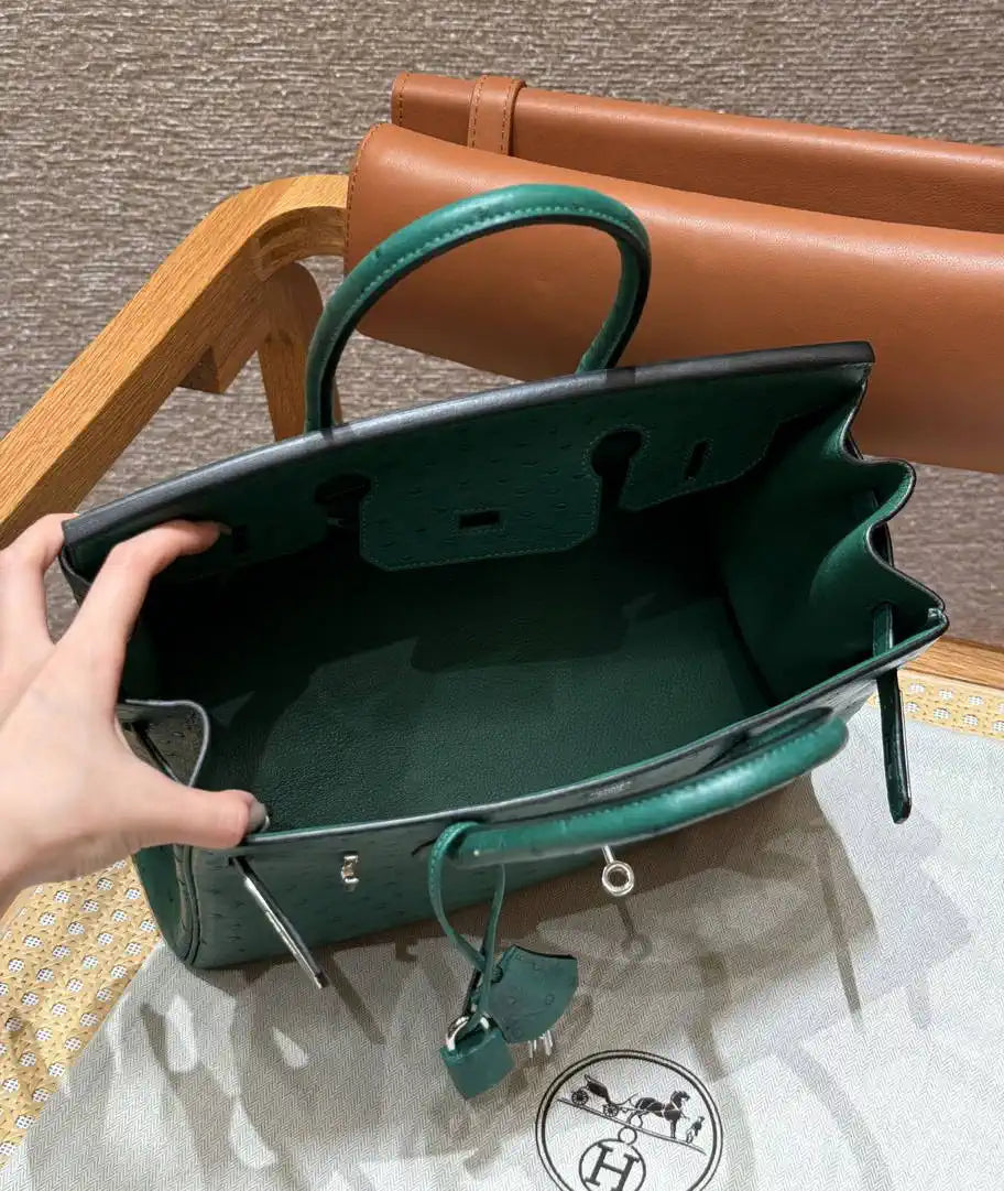 Hermes Birkin Bag Ostrich Leather 30 Fully Handmade H92093