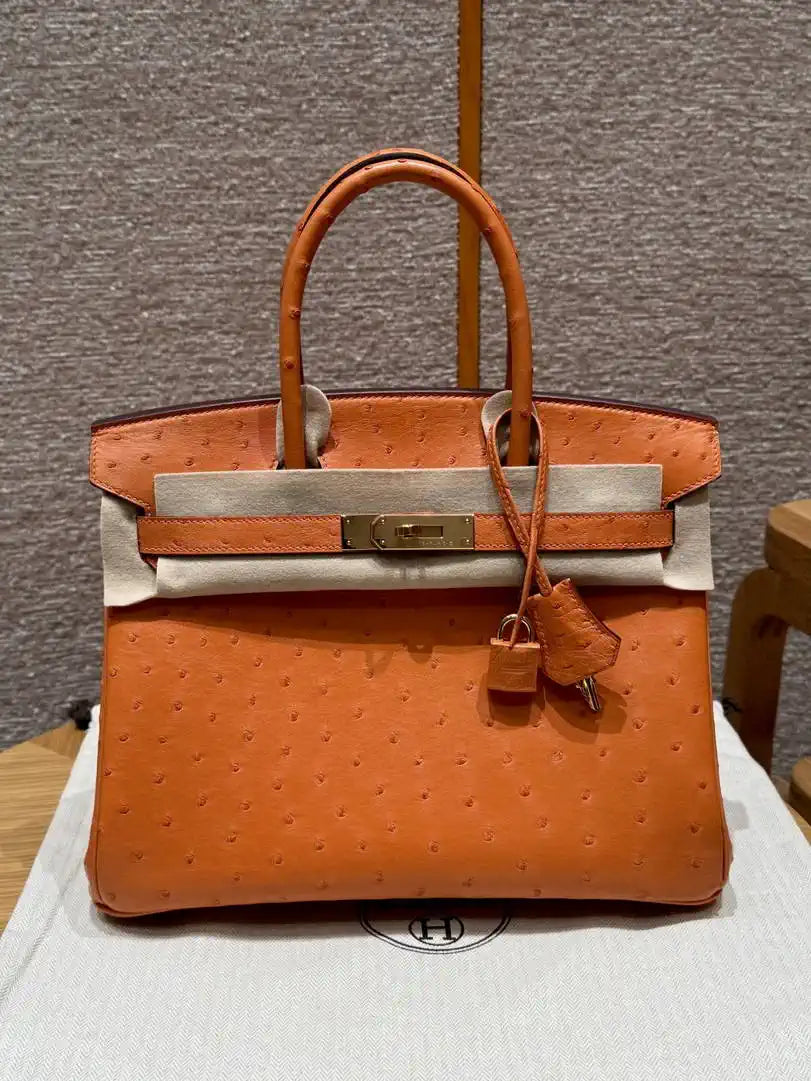 Hermes Birkin Bag Ostrich Leather 30 Fully Handmade H92094